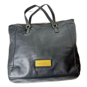 Marc By Marc Jacobs Black Reptile Textured Leather Dual Handle Tote Bag